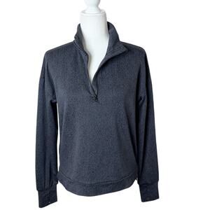 Mondetta Women's 1/4 Zip Pullover Sweatshirt S Dark Gray Patterned Athletic Top
